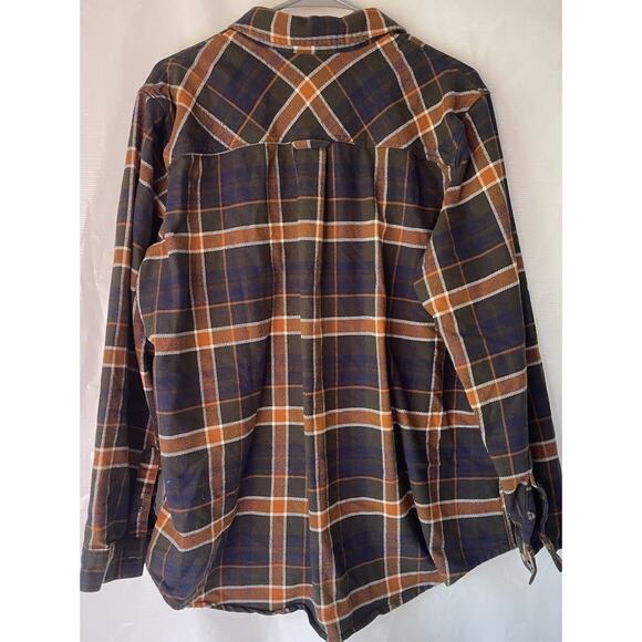 Duluth Trading Flannel Womens XXL 2XL Orange Plaid Folklore Button Heavy Shirt - Picture 2 of 7